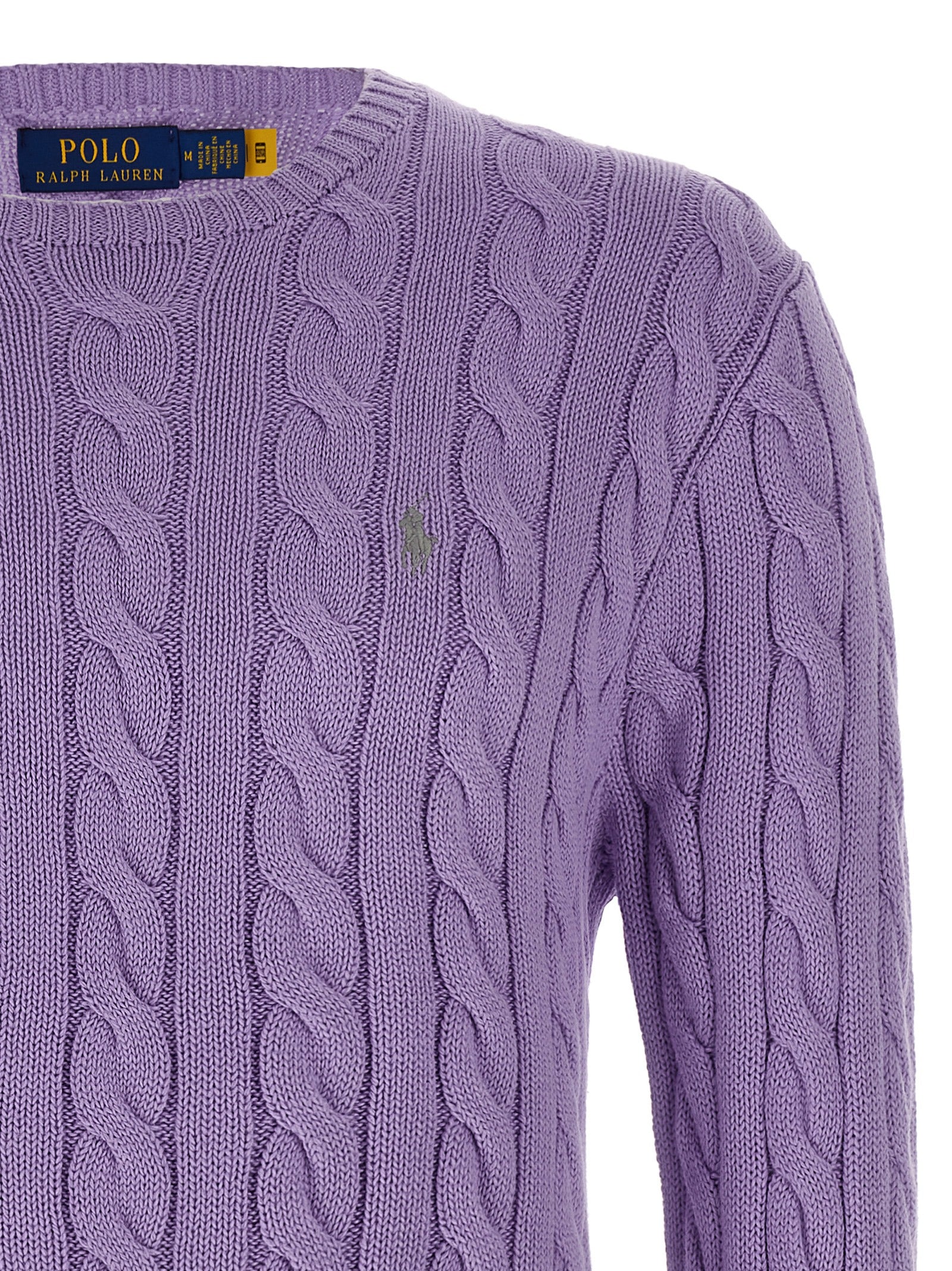 Lila Baumwollstrickjacke