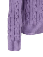 Lila Baumwollstrickjacke