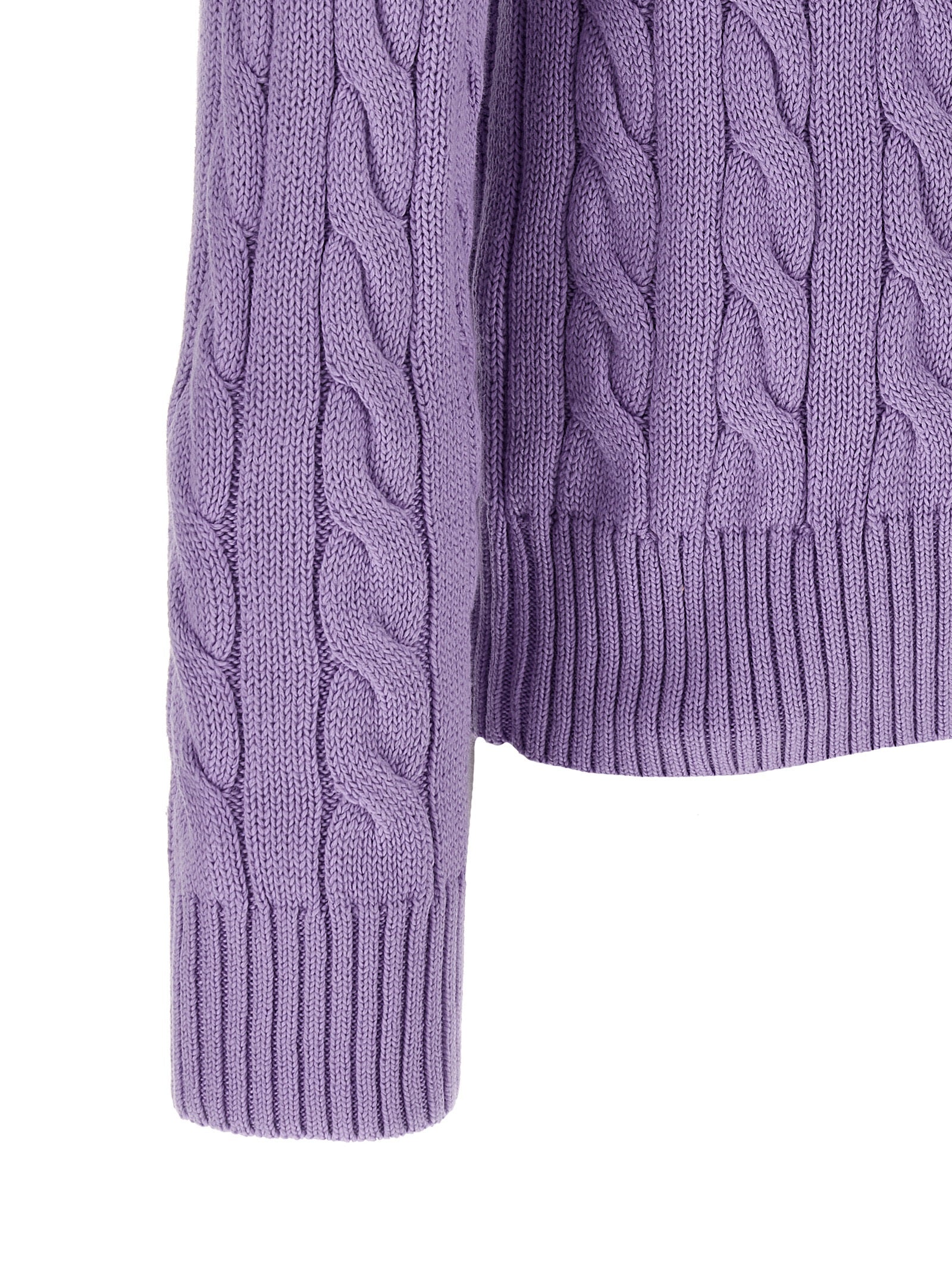 Lila Baumwollstrickjacke