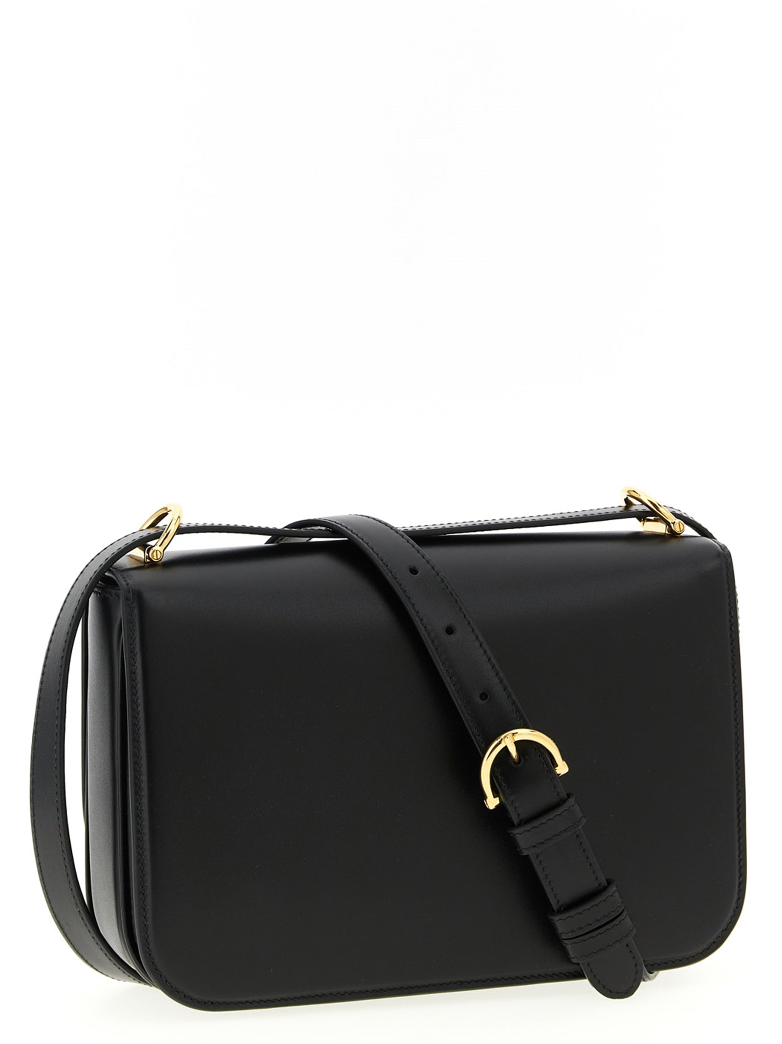 Schwarze Kalbsleder-Schultertasche