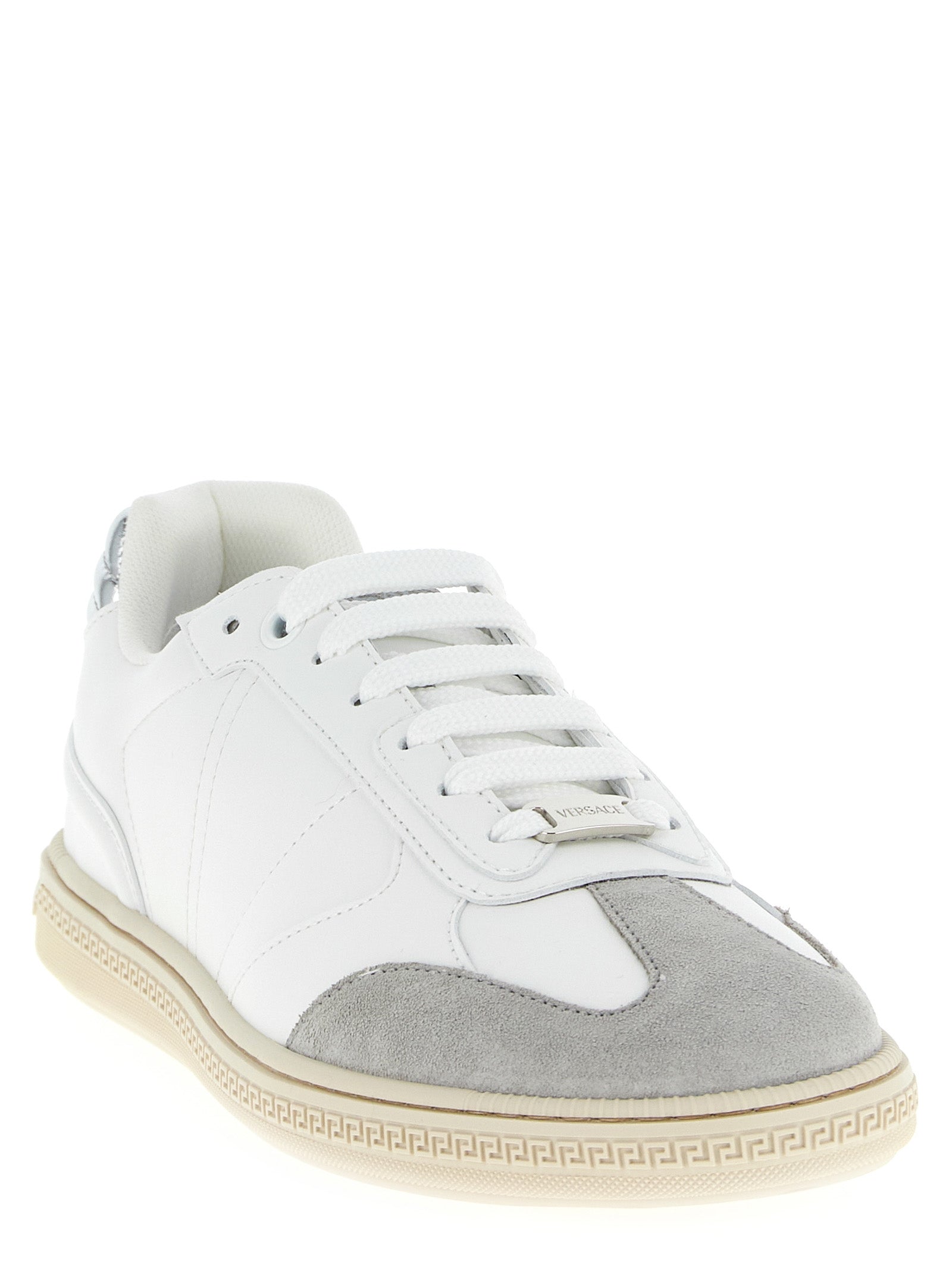 Weiße Kalbsleder Low-Top-Sneaker