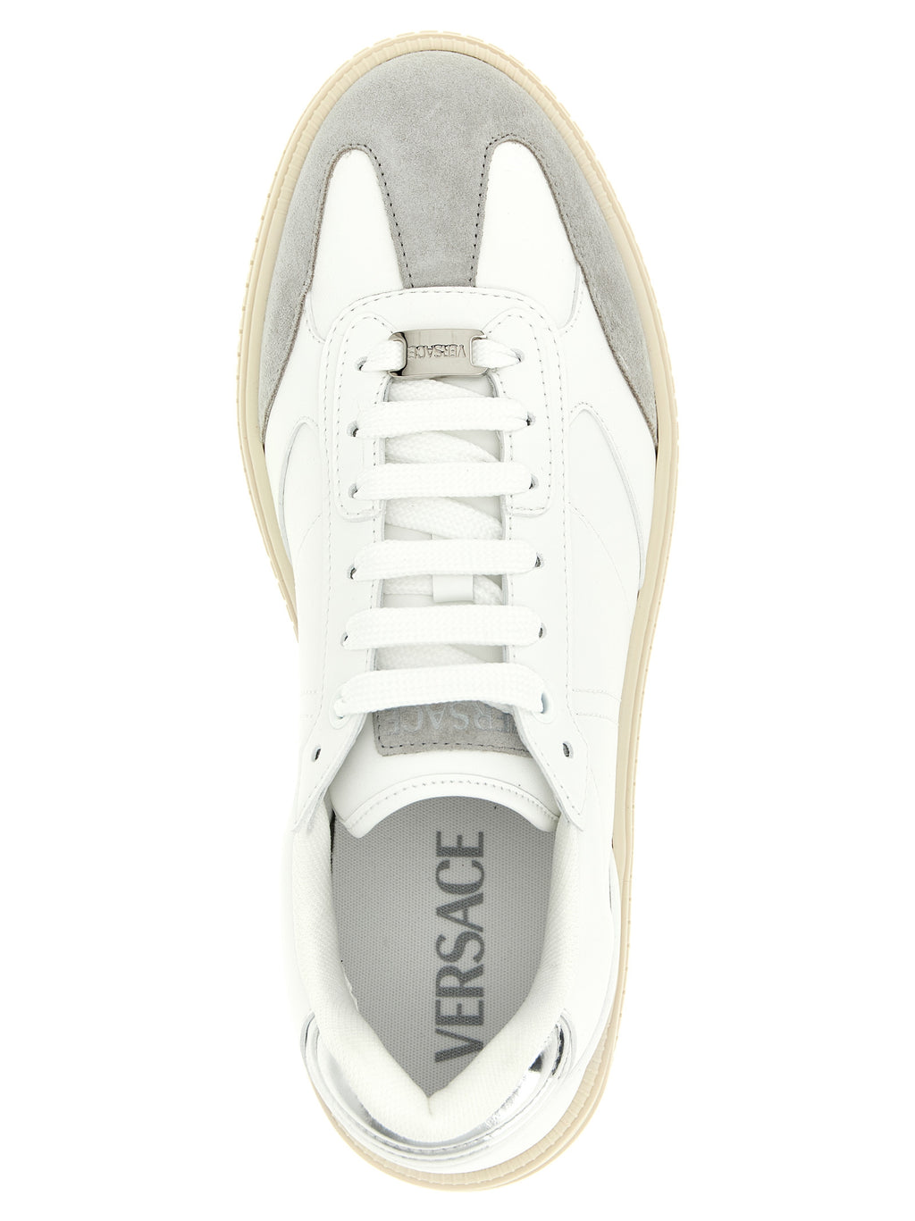Weiße Kalbsleder Low-Top-Sneaker