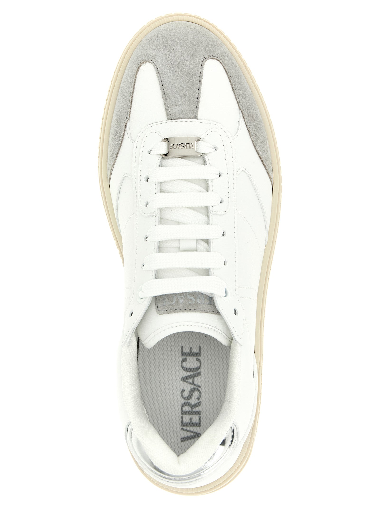 Weiße Kalbsleder Low-Top-Sneaker