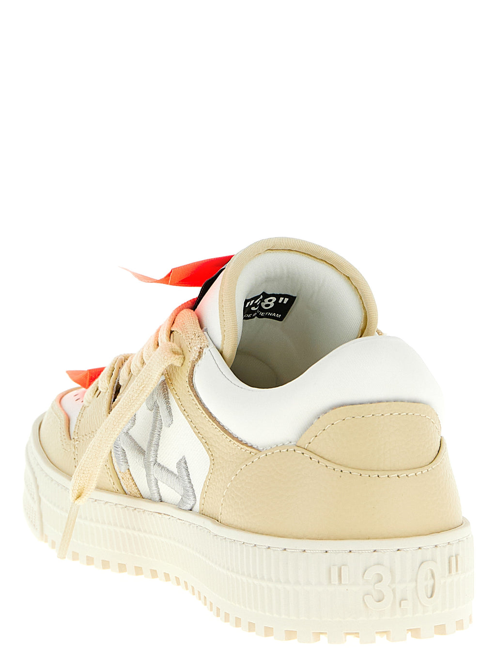 Beige Leather Low Top Sneakers