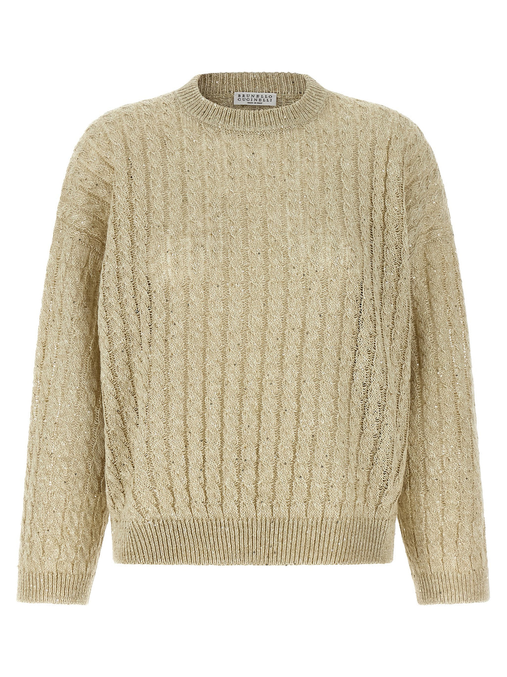 Beige Leinenstrickjacke