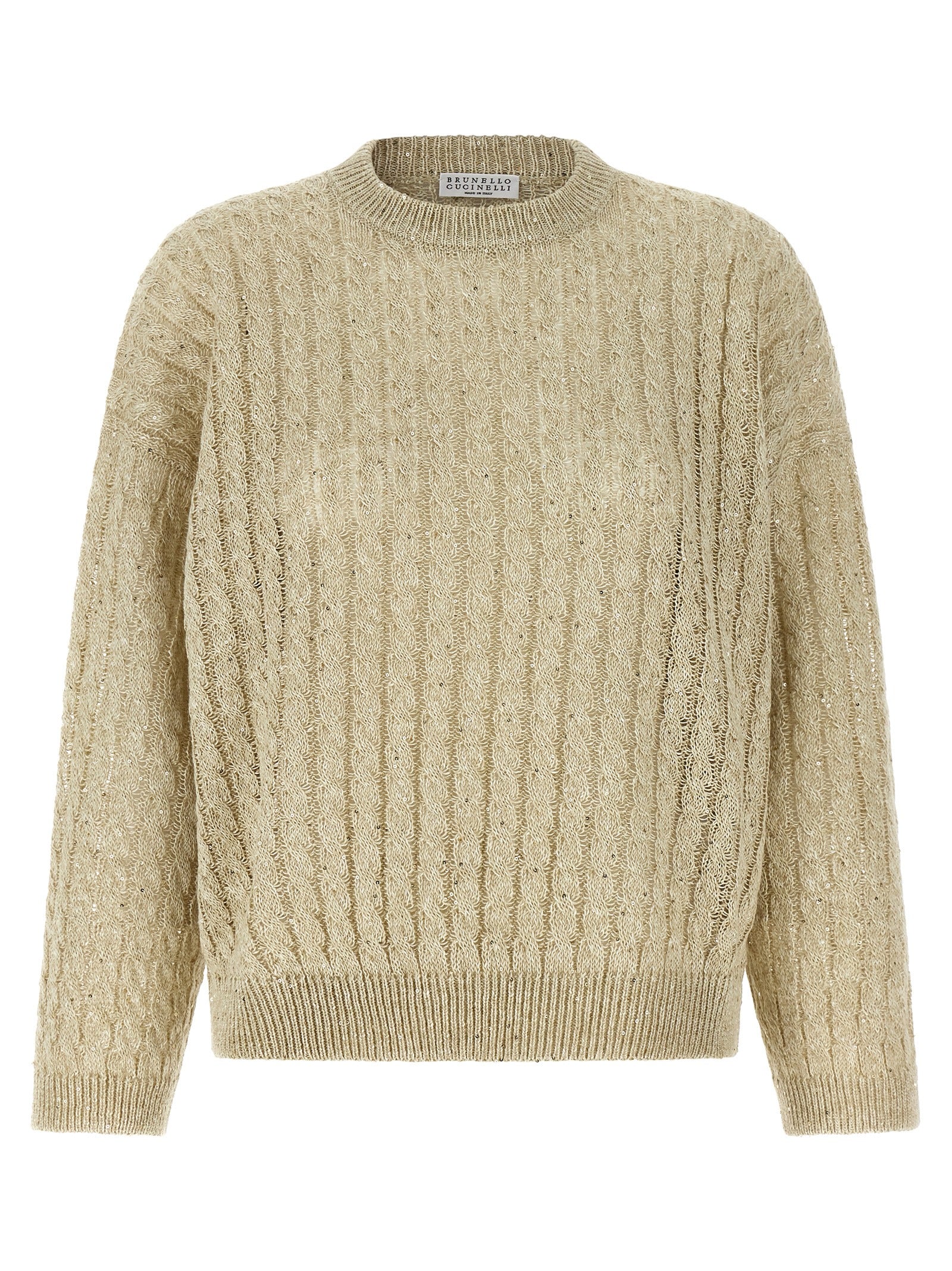Beige Leinenstrickjacke