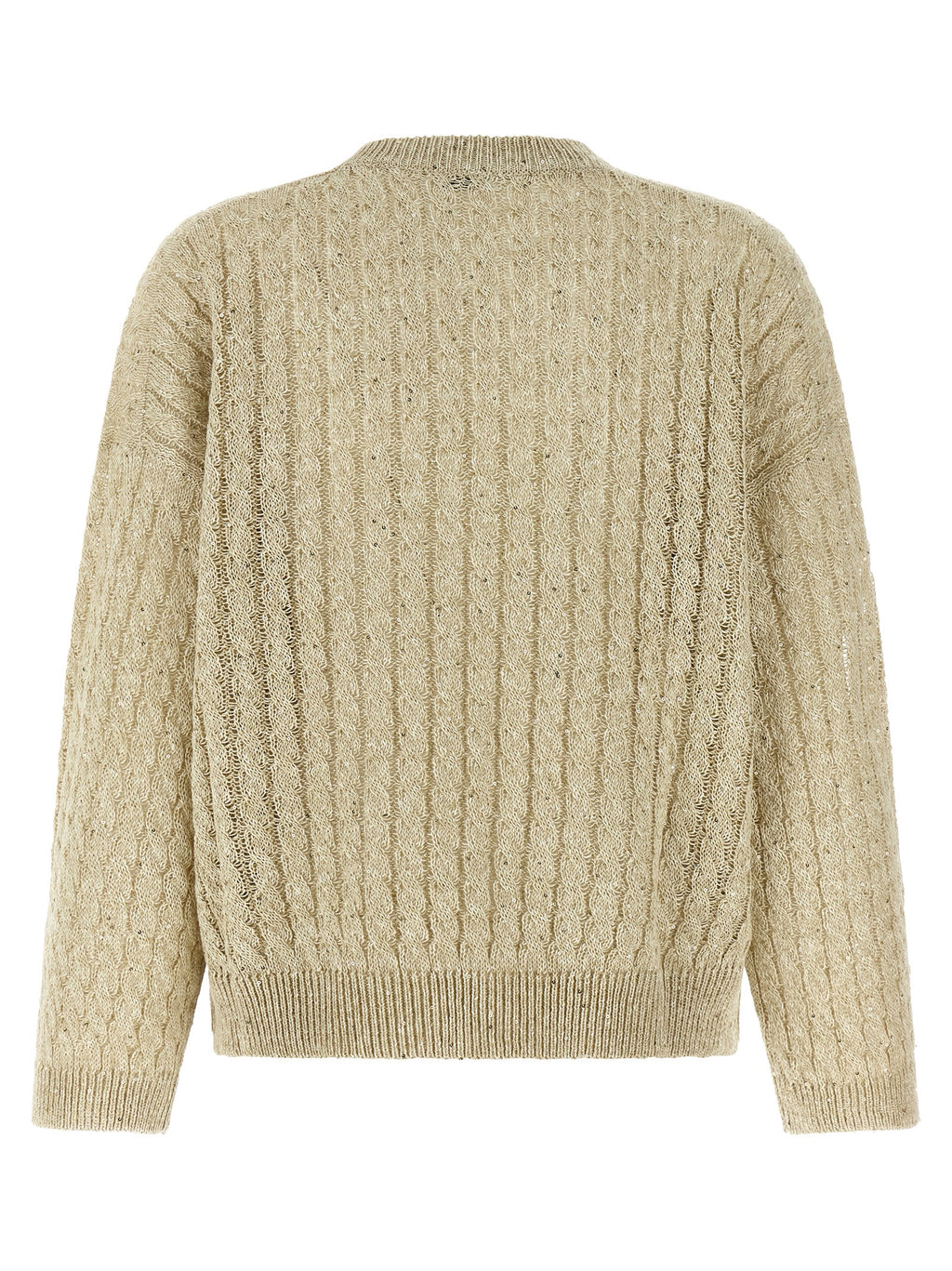 Beige Leinenstrickjacke