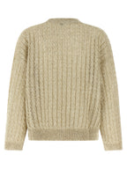 Beige Leinenstrickjacke