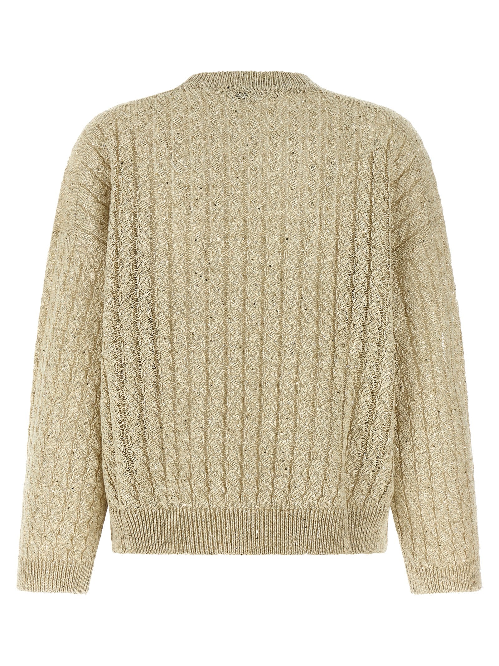 Beige Leinenstrickjacke