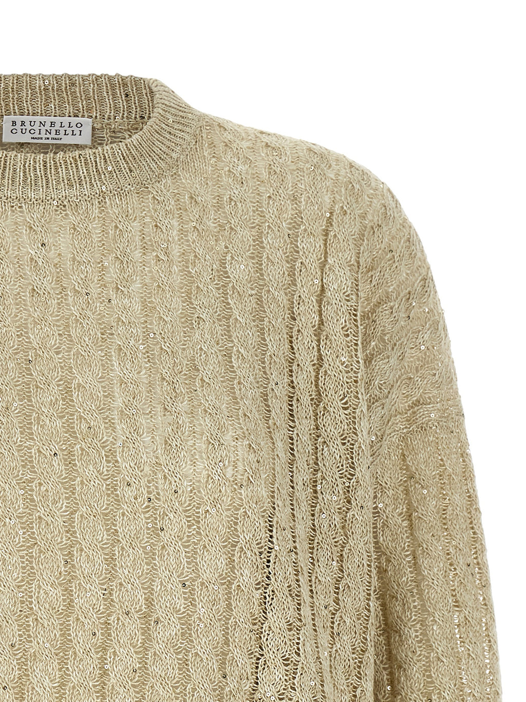 Beige Leinenstrickjacke
