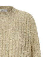 Beige Leinenstrickjacke