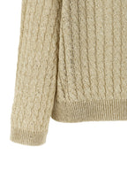 Beige Leinenstrickjacke