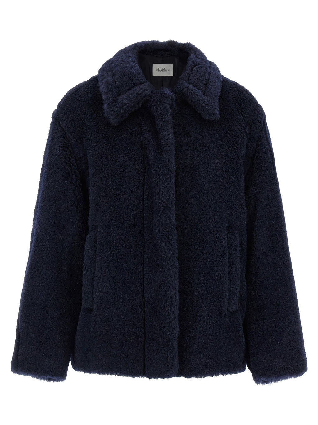 Blauer Mantel aus Alpaka und Leder Max Mara