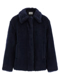Blauer Mantel aus Alpaka und Leder Max Mara