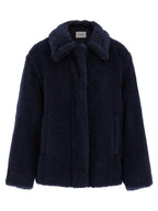 Blauer Mantel aus Alpaka und Leder Max Mara