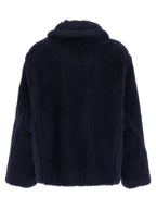 Blauer Mantel aus Alpaka und Leder Max Mara