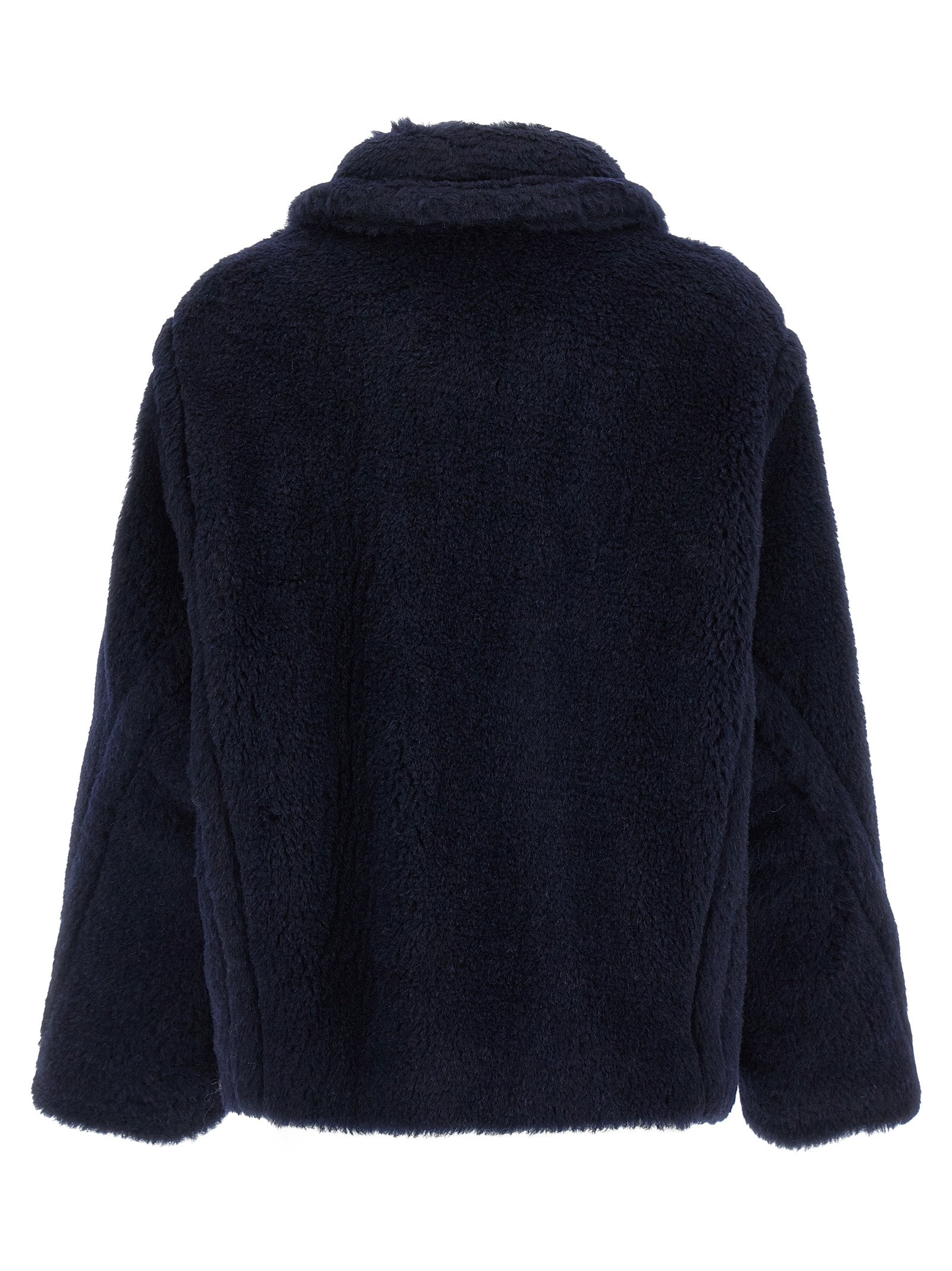Blauer Mantel aus Alpaka und Leder Max Mara