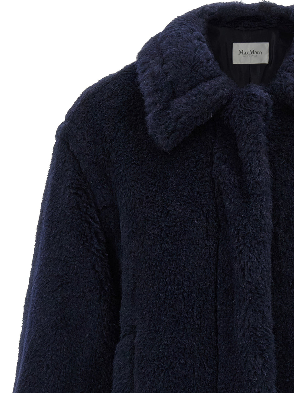 Blauer Mantel aus Alpaka und Leder Max Mara