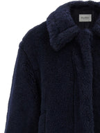 Blauer Mantel aus Alpaka und Leder Max Mara