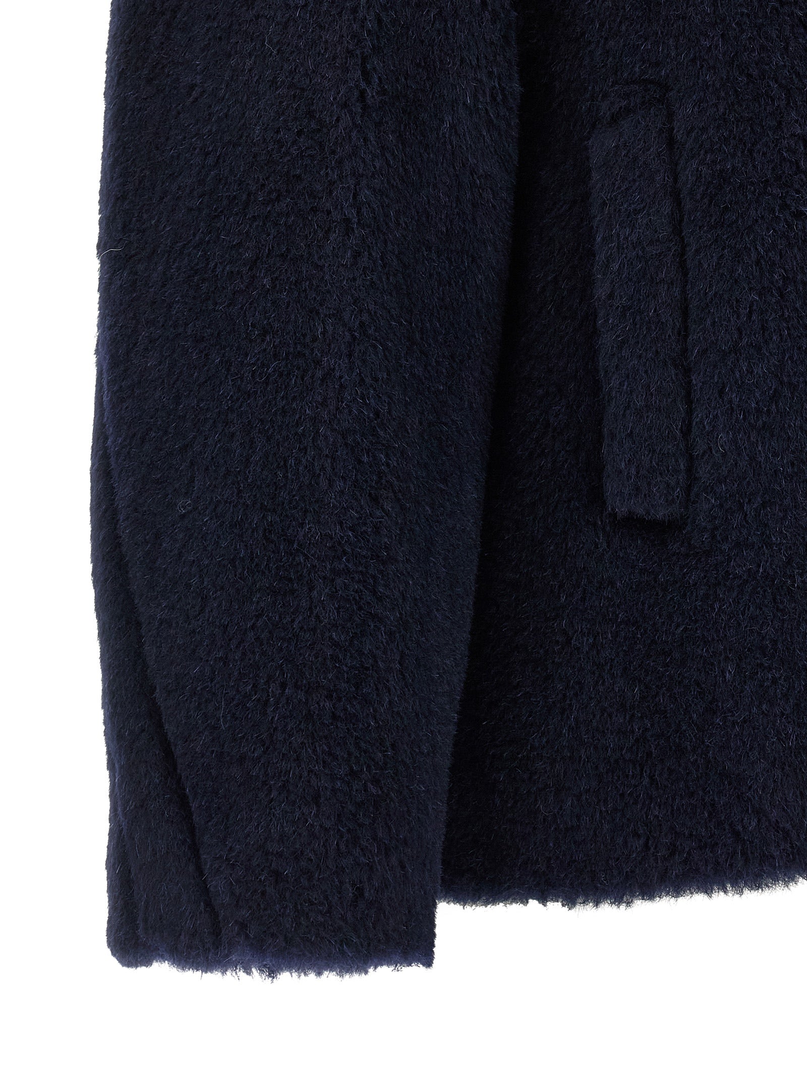 Blauer Mantel aus Alpaka und Leder Max Mara