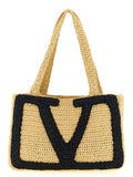 Beige Viscose Tote Bag