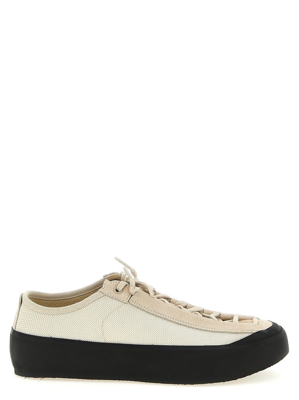 Beige Kalbsleder Low-Top-Sneaker