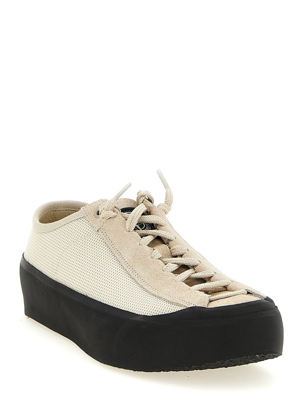 Beige Kalbsleder Low-Top-Sneaker