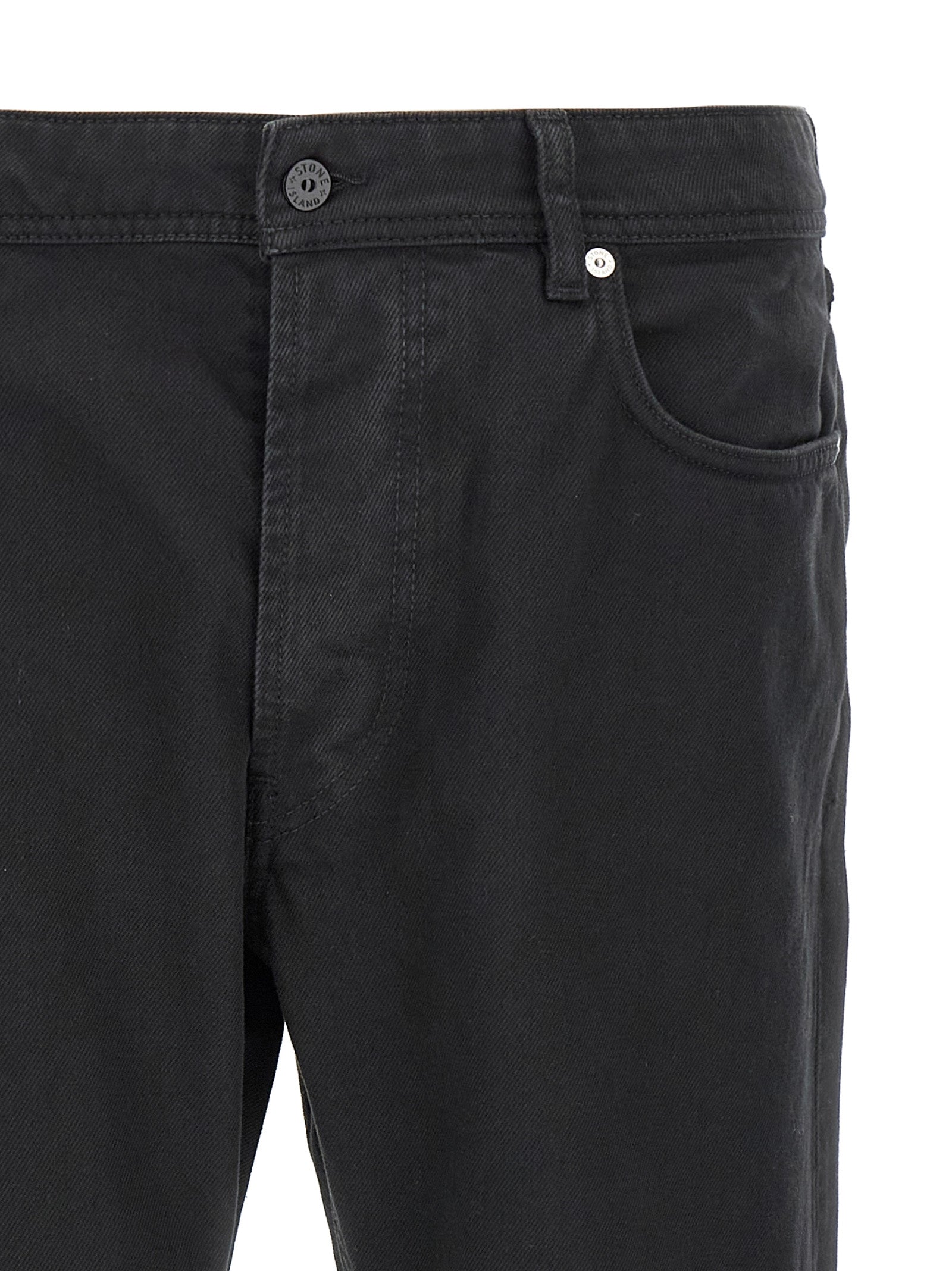 Schwarze Baumwoll-Jeans mit geradem Bein