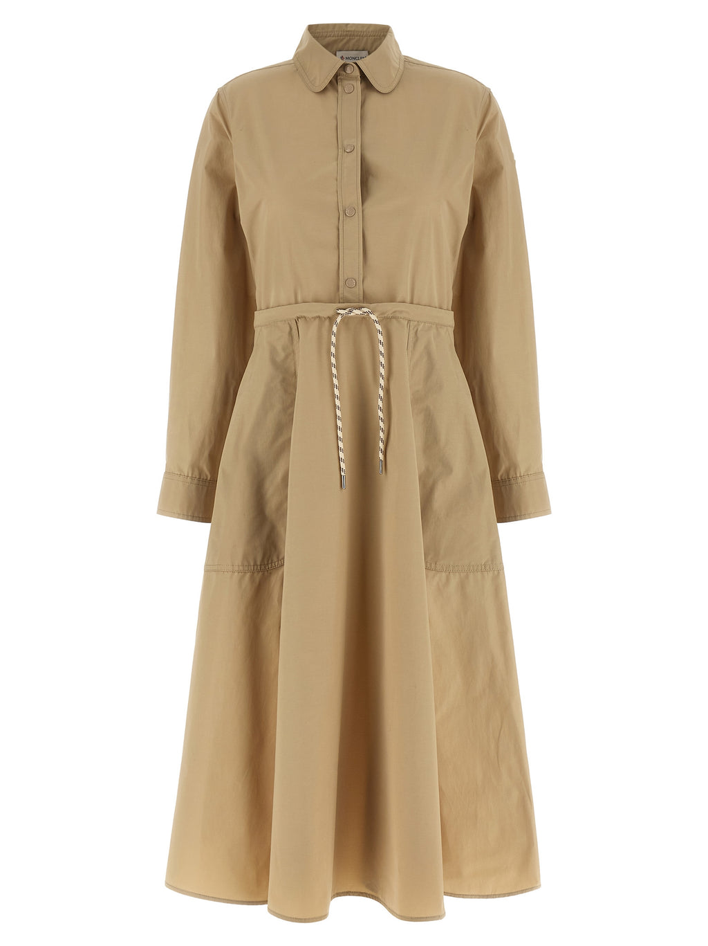 Beigefarbenes Polyester-Maxikleid