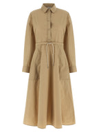 Beigefarbenes Polyester-Maxikleid