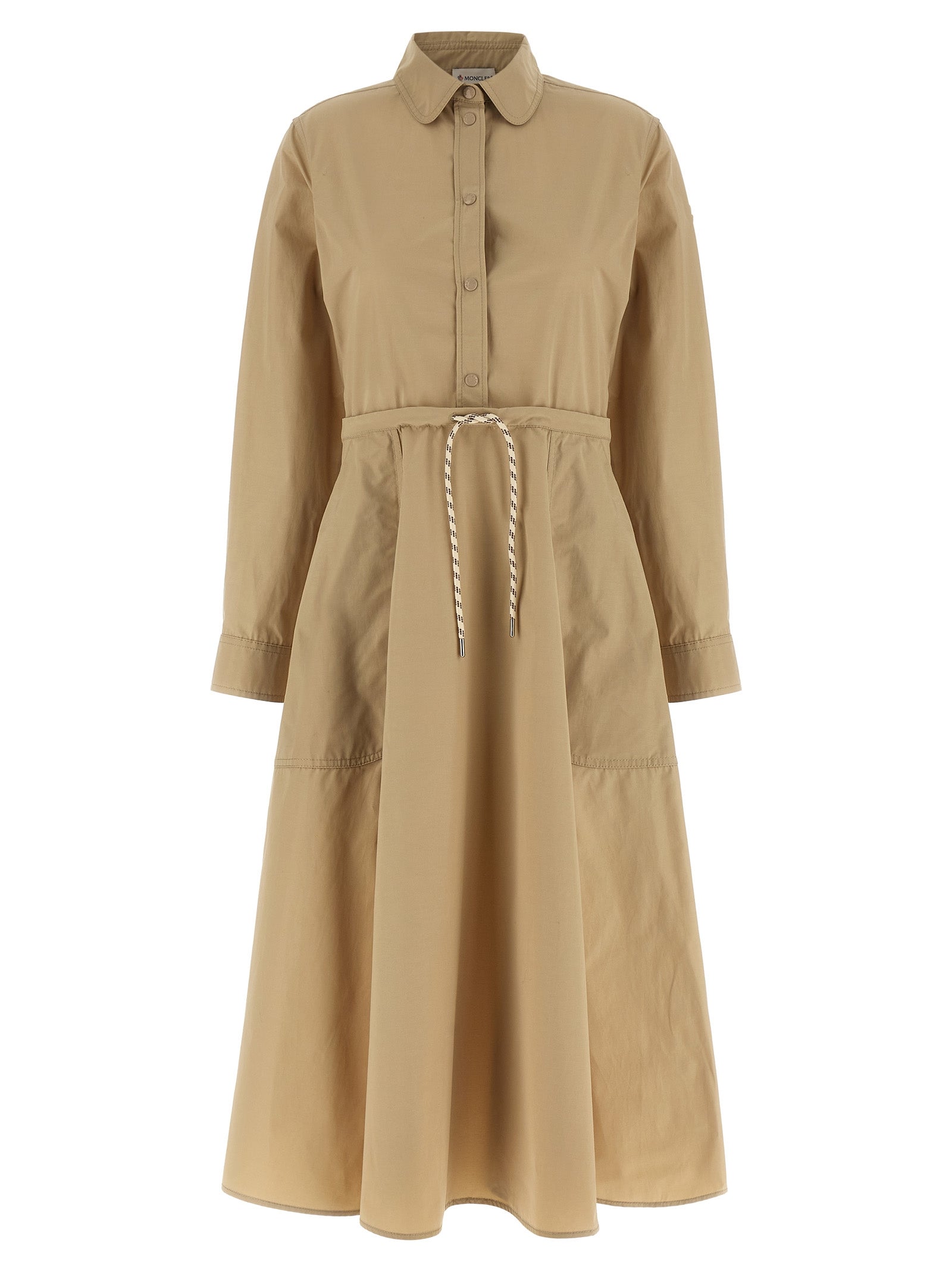 Beigefarbenes Polyester-Maxikleid