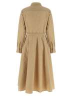 Beigefarbenes Polyester-Maxikleid