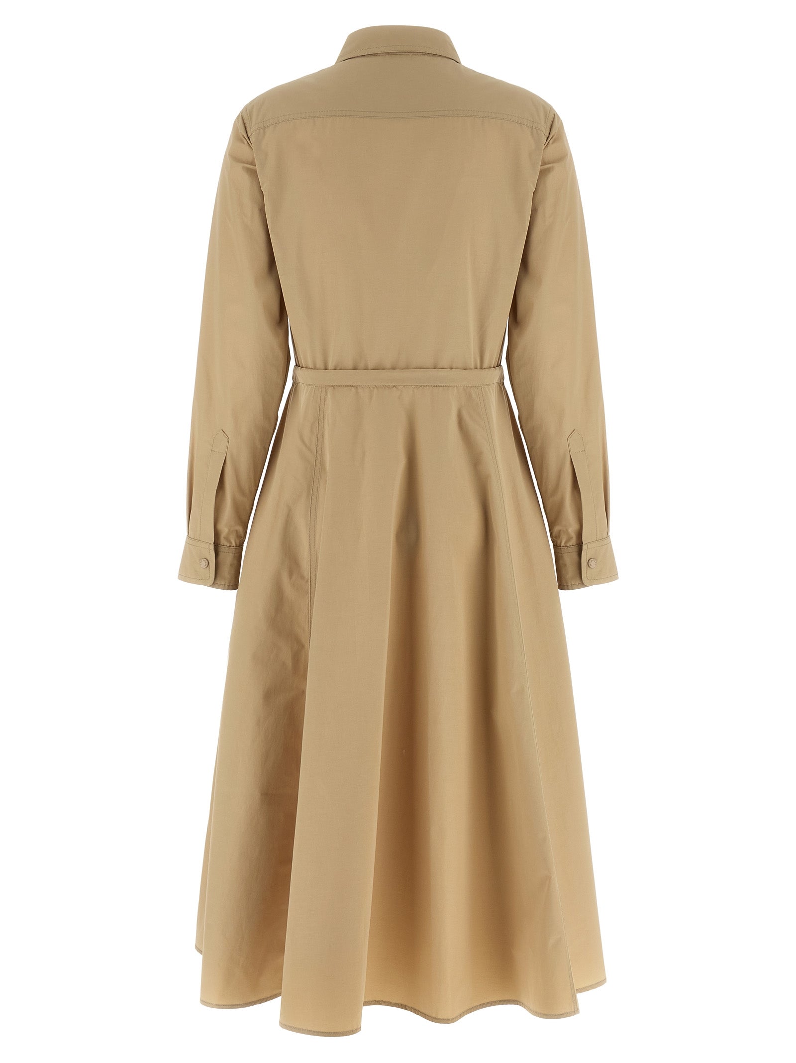 Beigefarbenes Polyester-Maxikleid