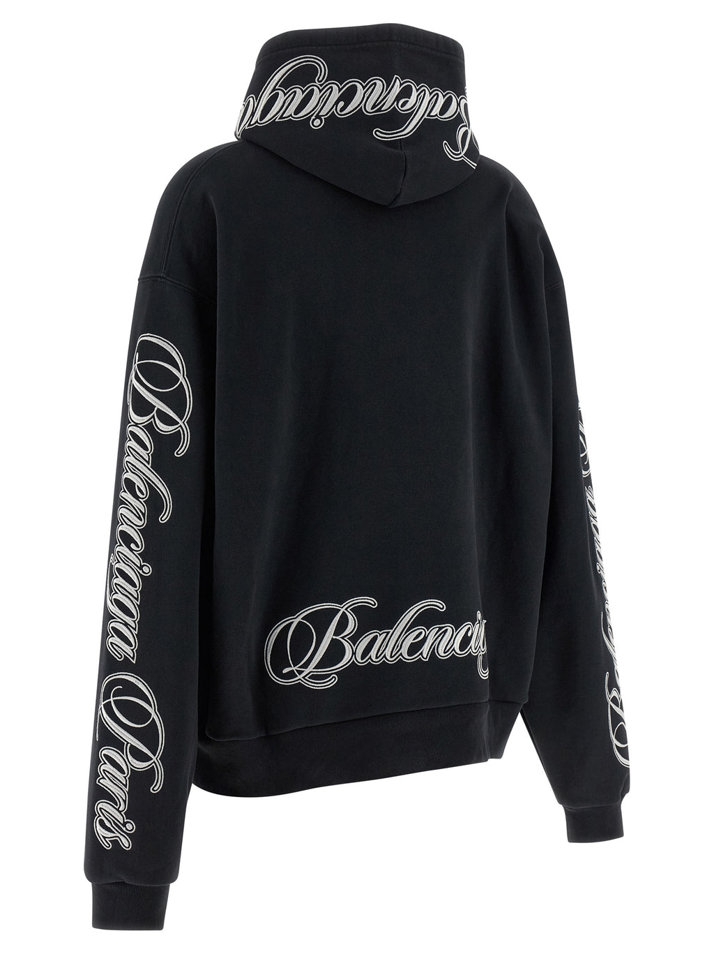 Schwarzer Baumwoll-Hoodie