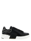 Schwarze Low-Top-Sneaker aus Rindsleder