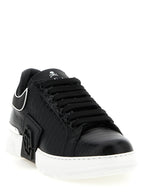 Schwarze Low-Top-Sneaker aus Rindsleder