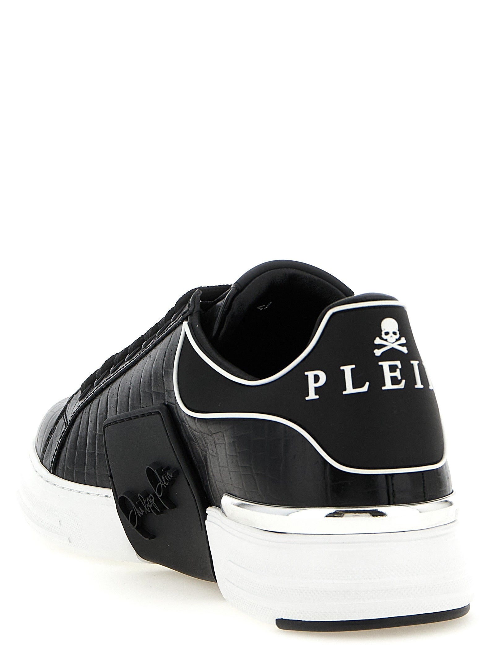 Schwarze Low-Top-Sneaker aus Rindsleder