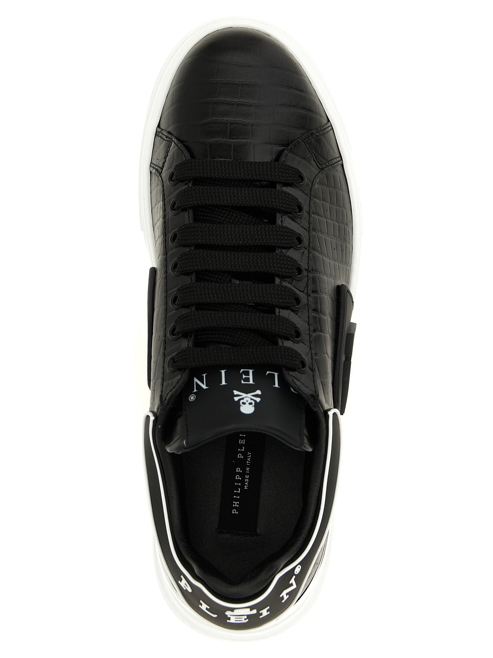 Schwarze Low-Top-Sneaker aus Rindsleder