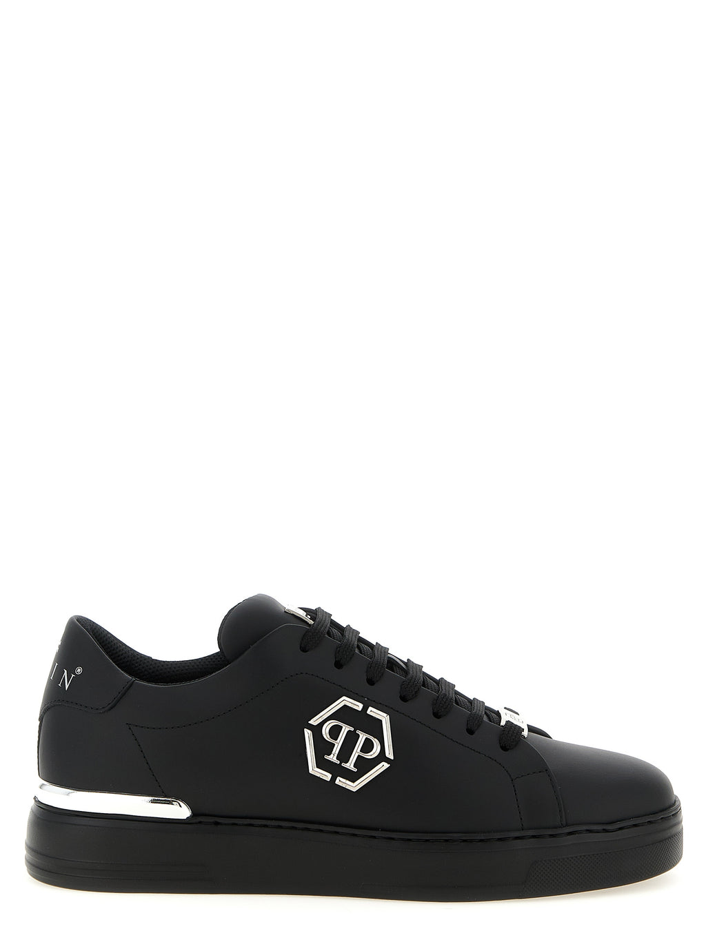 Schwarze Kalbsleder Low-Top-Sneaker