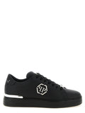 Schwarze Kalbsleder Low-Top-Sneaker