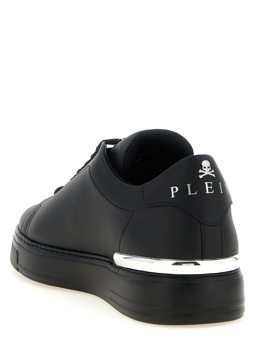 Schwarze Kalbsleder Low-Top-Sneaker