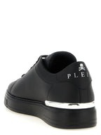 Schwarze Kalbsleder Low-Top-Sneaker