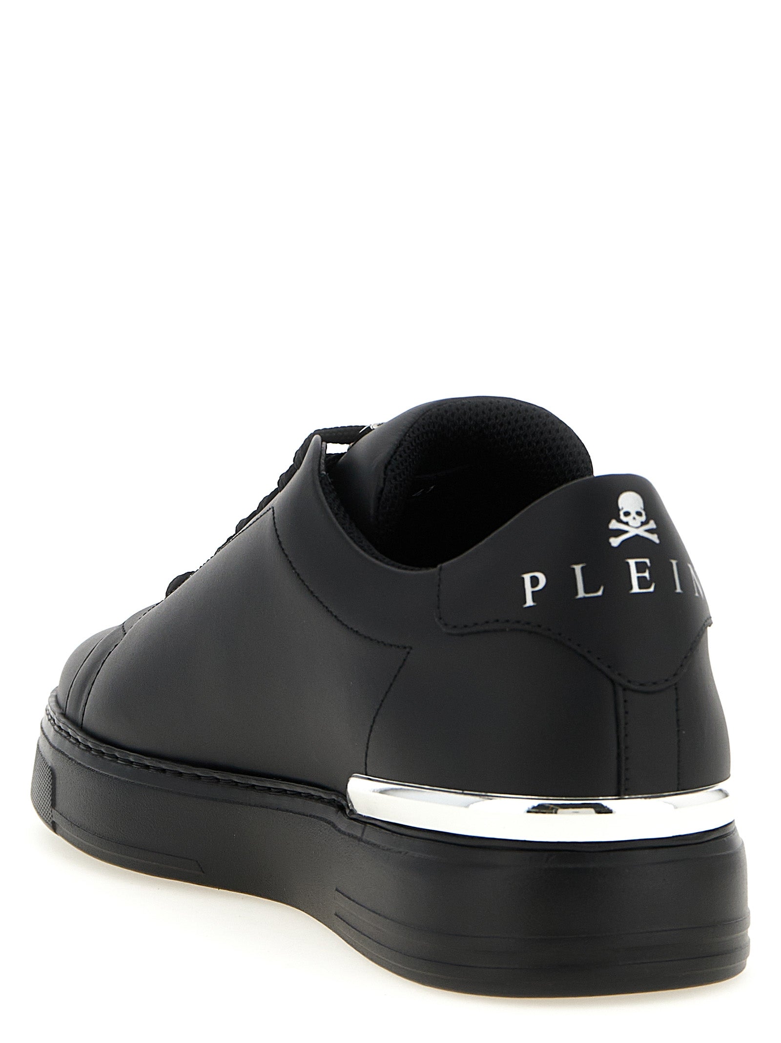 Schwarze Kalbsleder Low-Top-Sneaker