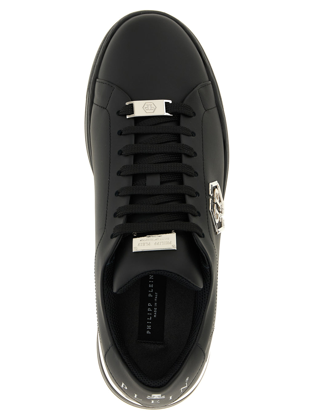 Schwarze Kalbsleder Low-Top-Sneaker