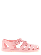 Mehrfarbige PVC-Sandalen mit flachem Absatz