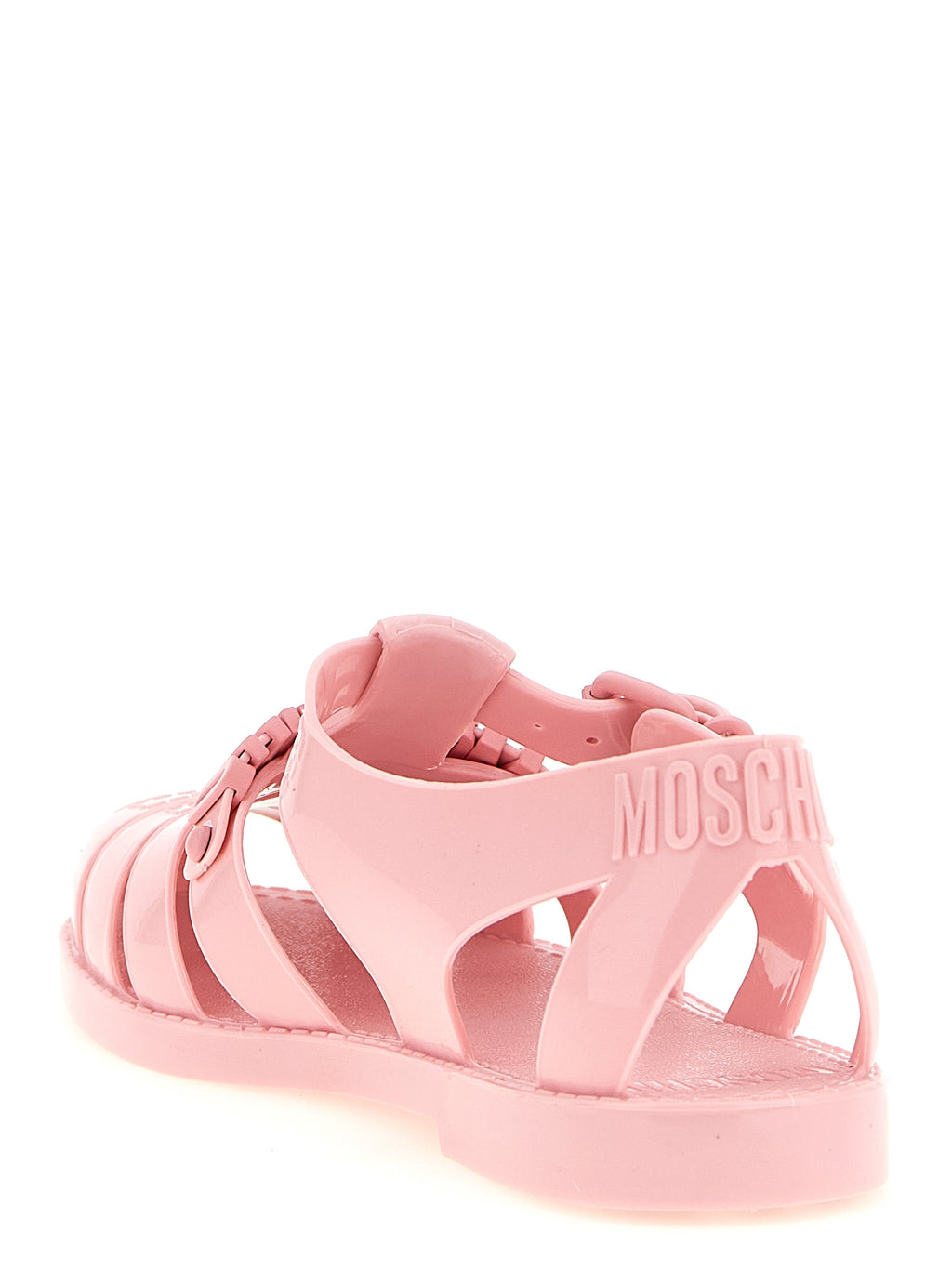 Mehrfarbige PVC-Sandalen mit flachem Absatz