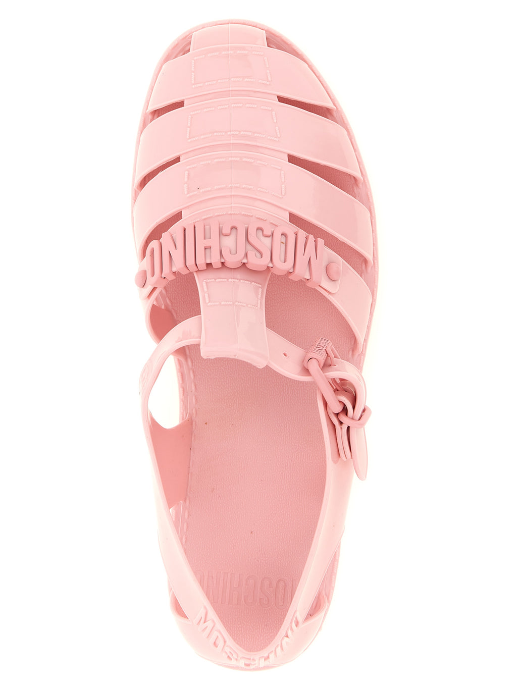 Mehrfarbige PVC-Sandalen mit flachem Absatz