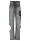 Graue Jeans aus Baumwolle im geraden Schnitt