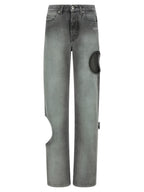 Graue Jeans aus Baumwolle im geraden Schnitt