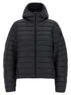 Schwarze Polyamid-Jacke in voller Länge